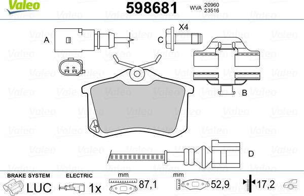 Valeo 598681 - Jarrupala, levyjarru inparts.fi