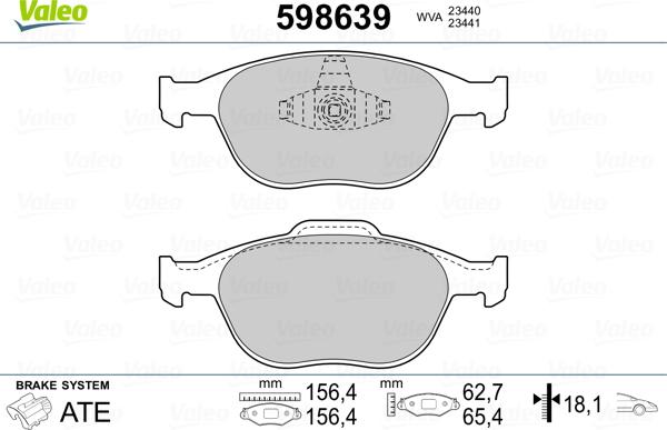 Valeo 598639 - Jarrupala, levyjarru inparts.fi