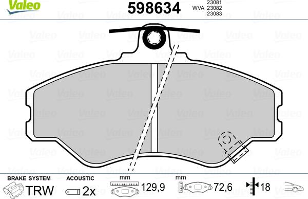 Valeo 598634 - Jarrupala, levyjarru inparts.fi