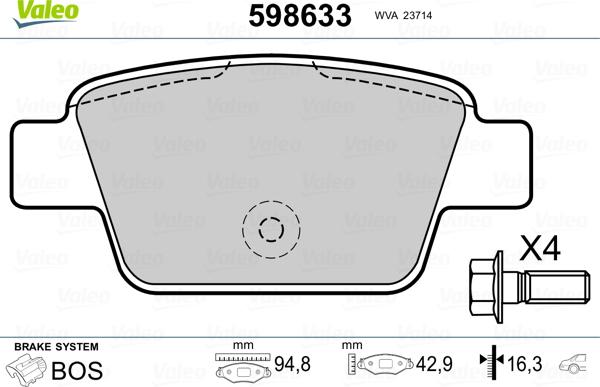 Valeo 598633 - Jarrupala, levyjarru inparts.fi