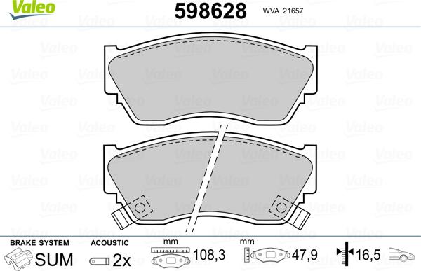 Valeo 598628 - Jarrupala, levyjarru inparts.fi