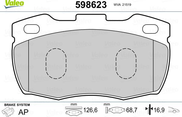 Valeo 598623 - Jarrupala, levyjarru inparts.fi