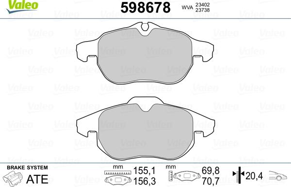 Valeo 598678 - Jarrupala, levyjarru inparts.fi