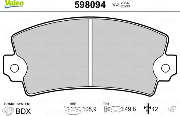 Valeo 598094 - Jarrupala, levyjarru inparts.fi