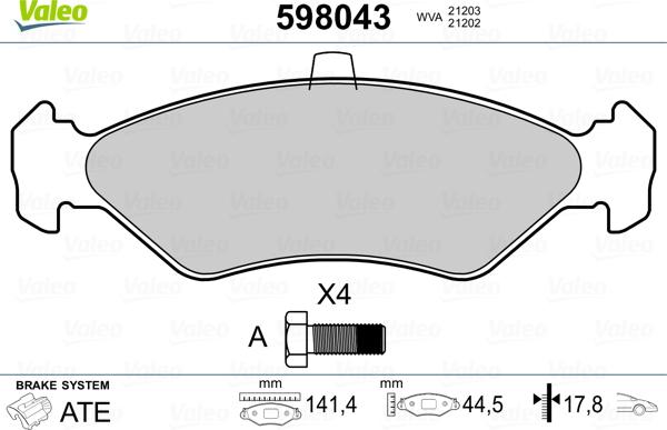 Valeo 598043 - Jarrupala, levyjarru inparts.fi