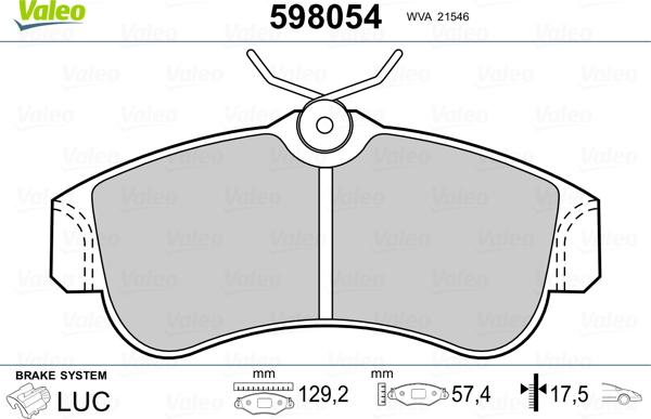 Valeo 598054 - Jarrupala, levyjarru inparts.fi