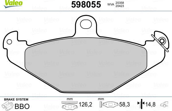 Valeo 598055 - Jarrupala, levyjarru inparts.fi