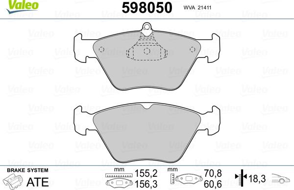 Valeo 598050 - Jarrupala, levyjarru inparts.fi