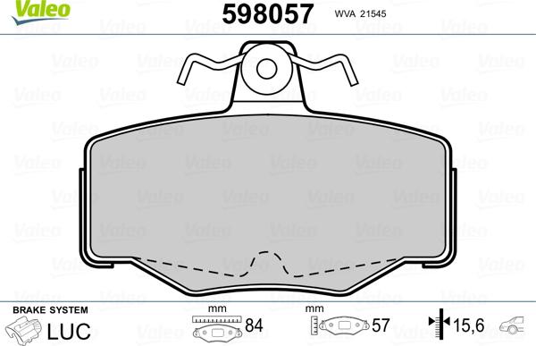 Valeo 598057 - Jarrupala, levyjarru inparts.fi