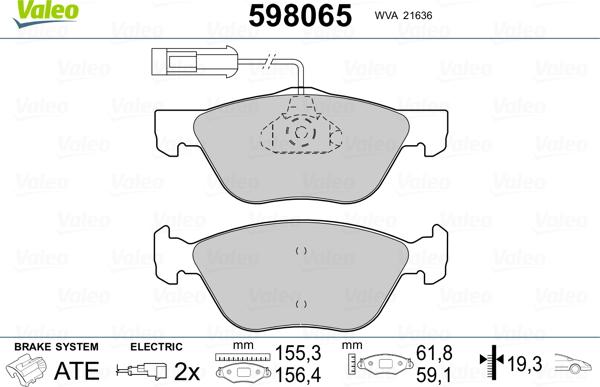 Valeo 598065 - Jarrupala, levyjarru inparts.fi