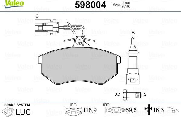 Valeo 598004 - Jarrupala, levyjarru inparts.fi