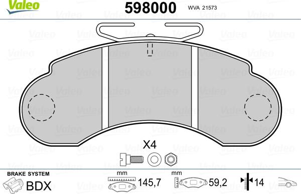 Valeo 598000 - Jarrupala, levyjarru inparts.fi