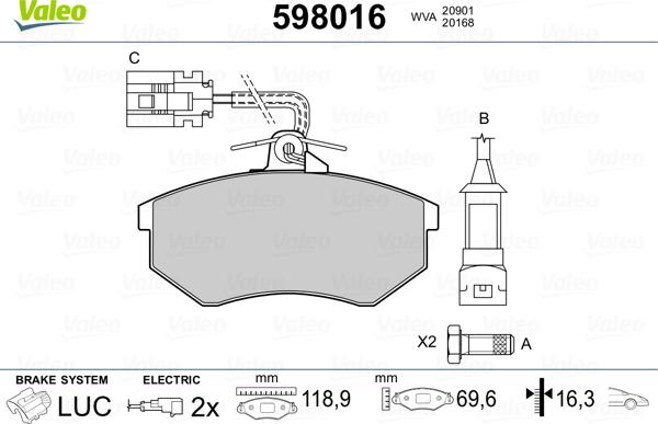 Valeo 598016 - Jarrupala, levyjarru inparts.fi