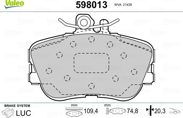 Valeo 598013 - Jarrupala, levyjarru inparts.fi