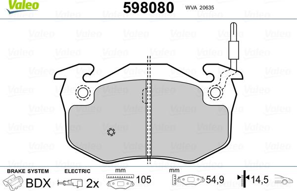 Valeo 598080 - Jarrupala, levyjarru inparts.fi