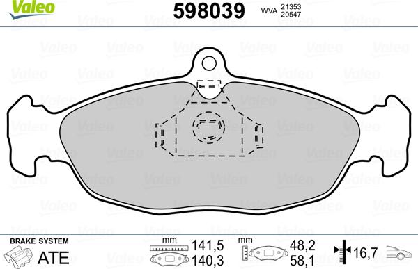 Valeo 598039 - Jarrupala, levyjarru inparts.fi