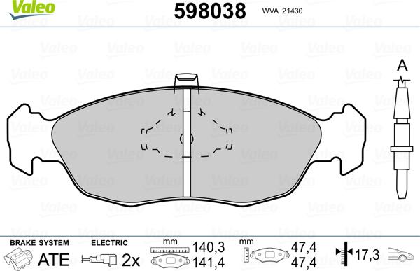 Valeo 598038 - Jarrupala, levyjarru inparts.fi