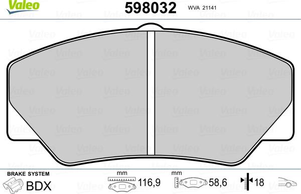 Valeo 598032 - Jarrupala, levyjarru inparts.fi