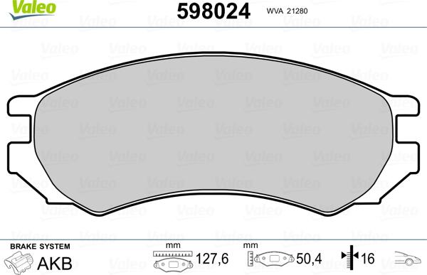 Valeo 598024 - Jarrupala, levyjarru inparts.fi