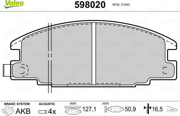 Valeo 598020 - Jarrupala, levyjarru inparts.fi