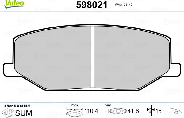 Valeo 598021 - Jarrupala, levyjarru inparts.fi