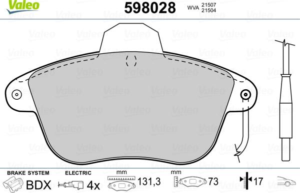 Valeo 598028 - Jarrupala, levyjarru inparts.fi