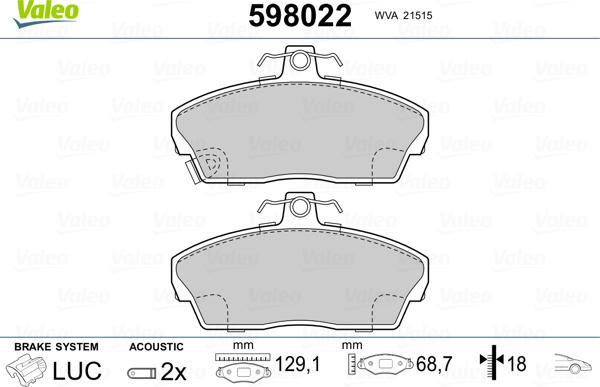 Valeo 598022 - Jarrupala, levyjarru inparts.fi