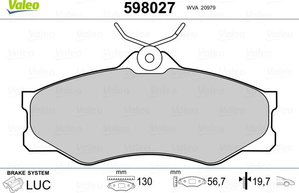 Valeo 598027 - Jarrupala, levyjarru inparts.fi