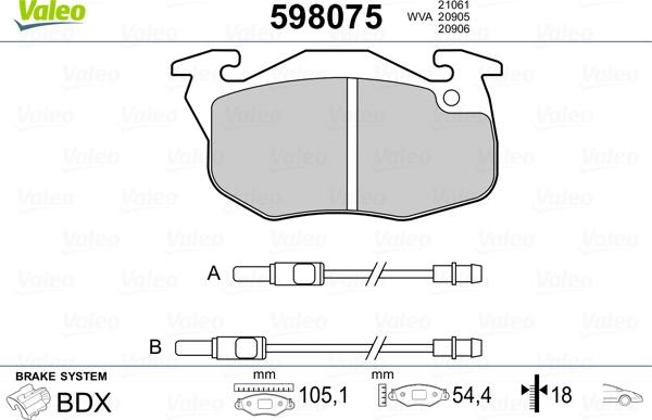 Valeo 598075 - Jarrupala, levyjarru inparts.fi