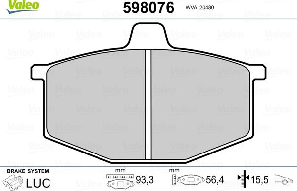 Valeo 598076 - Jarrupala, levyjarru inparts.fi