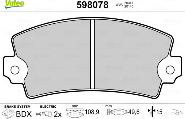 Valeo 598078 - Jarrupala, levyjarru inparts.fi