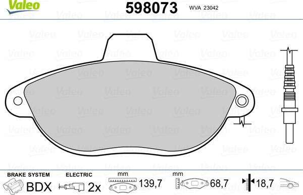 Valeo 598073 - Jarrupala, levyjarru inparts.fi