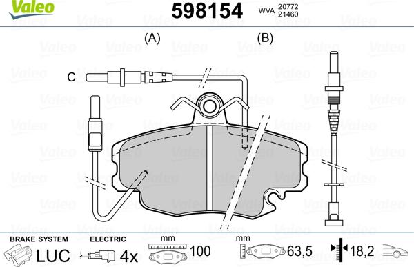 Valeo 598154 - Jarrupala, levyjarru inparts.fi