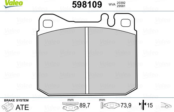 Valeo 598109 - Jarrupala, levyjarru inparts.fi