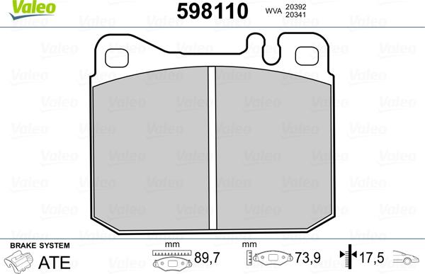 Valeo 598110 - Jarrupala, levyjarru inparts.fi