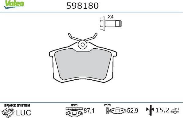 Valeo 598180 - Jarrupala, levyjarru inparts.fi