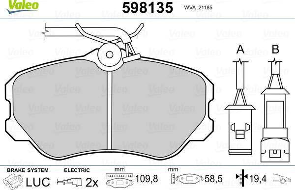 Valeo 598135 - Jarrupala, levyjarru inparts.fi