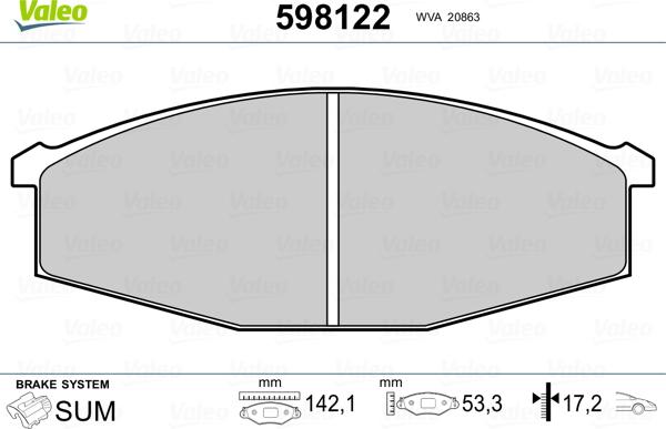 Valeo 598122 - Jarrupala, levyjarru inparts.fi