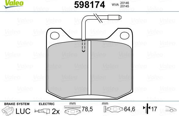 Valeo 598174 - Jarrupala, levyjarru inparts.fi