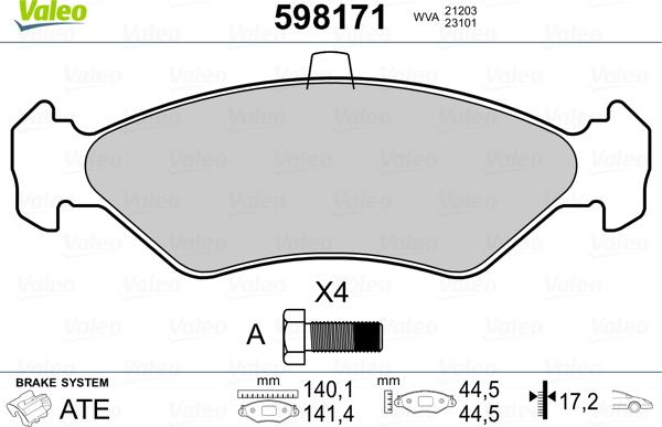 Valeo 598171 - Jarrupala, levyjarru inparts.fi