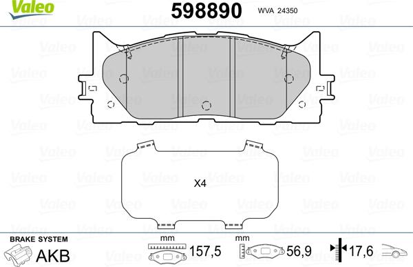 Valeo 598890 - Jarrupala, levyjarru inparts.fi