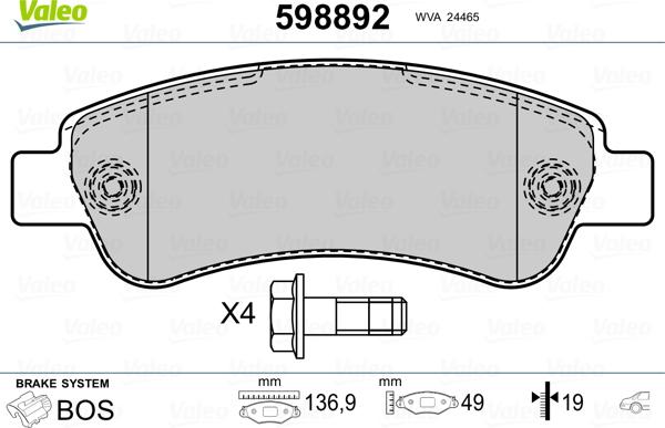 Valeo 598892 - Jarrupala, levyjarru inparts.fi