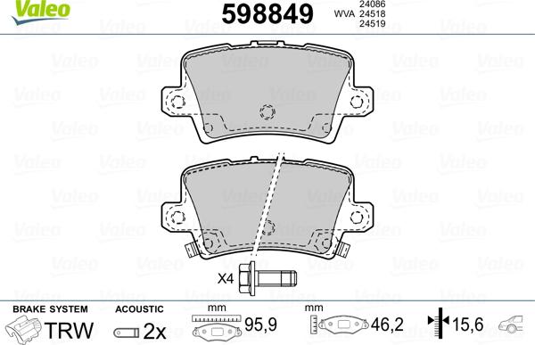 Valeo 598849 - Jarrupala, levyjarru inparts.fi