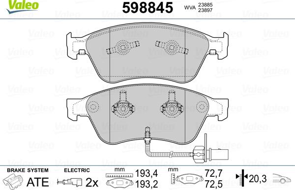 Valeo 598845 - Jarrupala, levyjarru inparts.fi