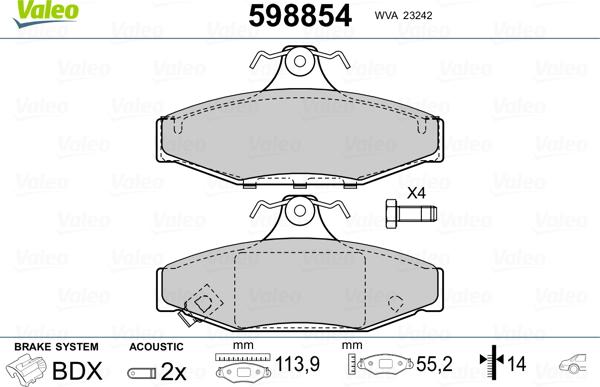 Valeo 598854 - Jarrupala, levyjarru inparts.fi