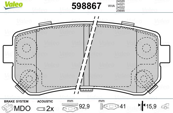 Valeo 598867 - Jarrupala, levyjarru inparts.fi