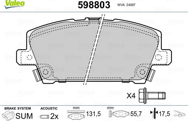 Valeo 598803 - Jarrupala, levyjarru inparts.fi