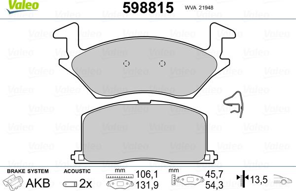 Valeo 598815 - Jarrupala, levyjarru inparts.fi