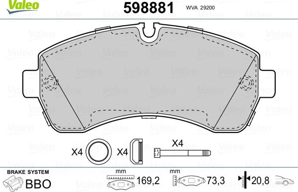 Valeo 598881 - Jarrupala, levyjarru inparts.fi