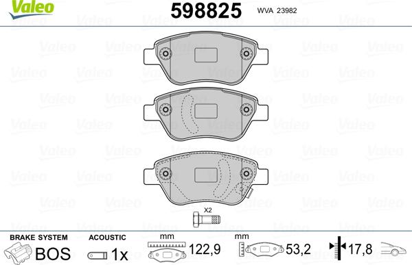 Valeo 598825 - Jarrupala, levyjarru inparts.fi